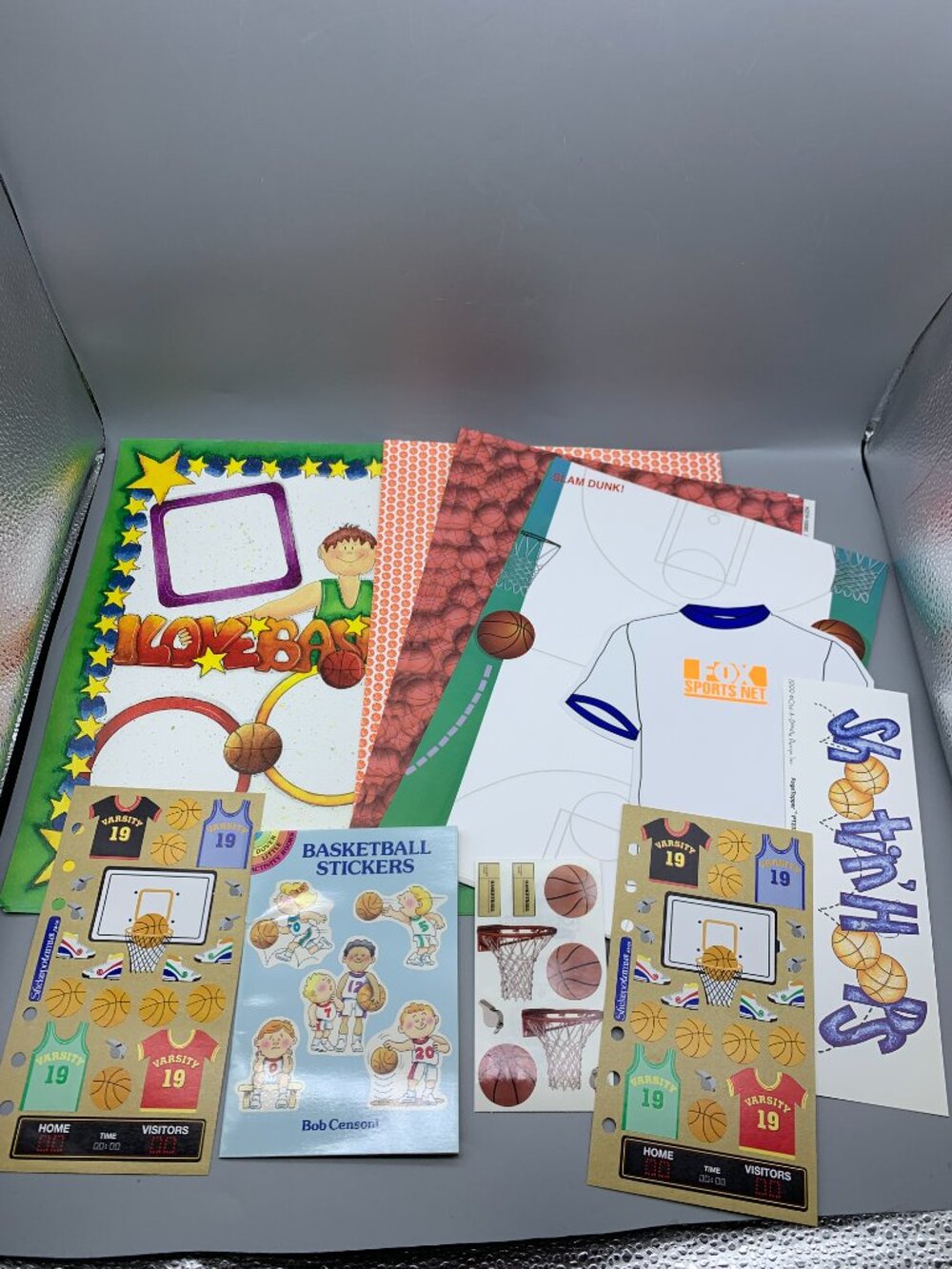 Assortment of Scrapbooking Paper-Stickers-Page Filler Shapes Basketball Themed